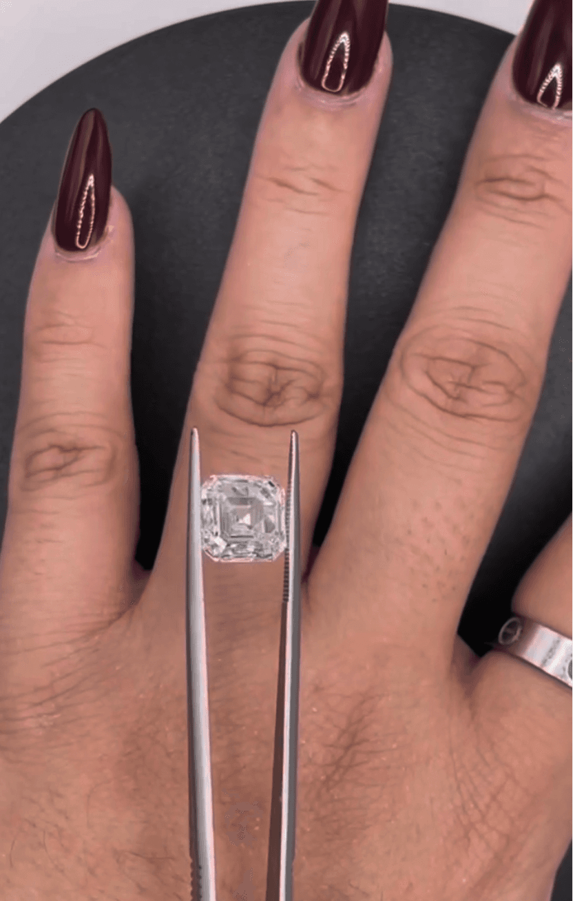 First, she selected the stunning Asscher cut diamond. Then, as we have many times in the past, we put our heads together to come up with something NO ONE has ever seen. When the ring was competed, my production manger flipped. When it arrived in Scottsdale, the location manager who is normally calm, even swore (in a good way… haha). Unique, bold, stunning and outrageously beautiful. Thank you so much, T…. For always celebrating your “wins” with diamonds and customs from me! Congratulations! 🙏🏻🙏🏻🙏🏻